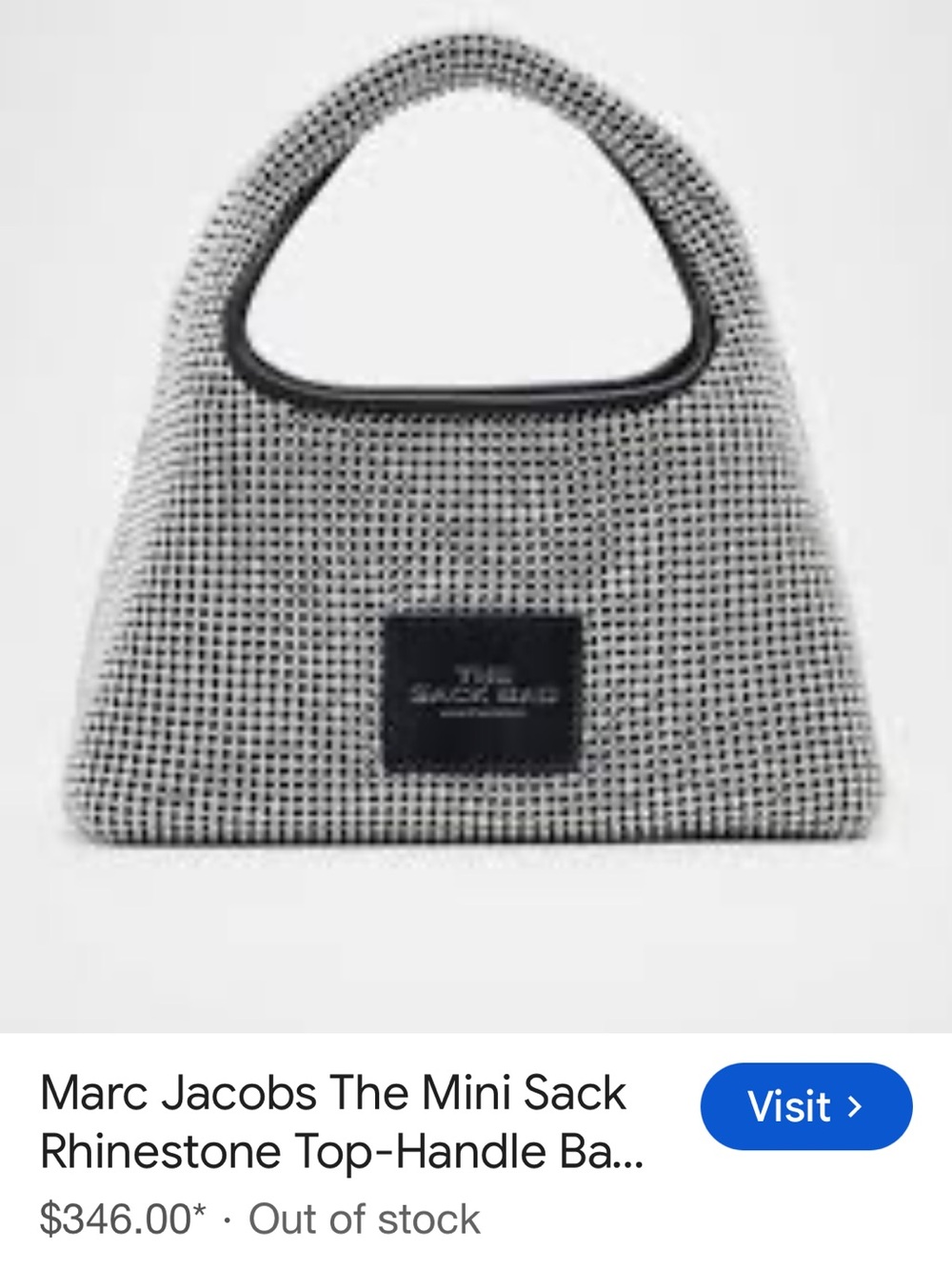 Marc Jacobs Mini Sack Rhinestone Top-Handle Bag in Silver